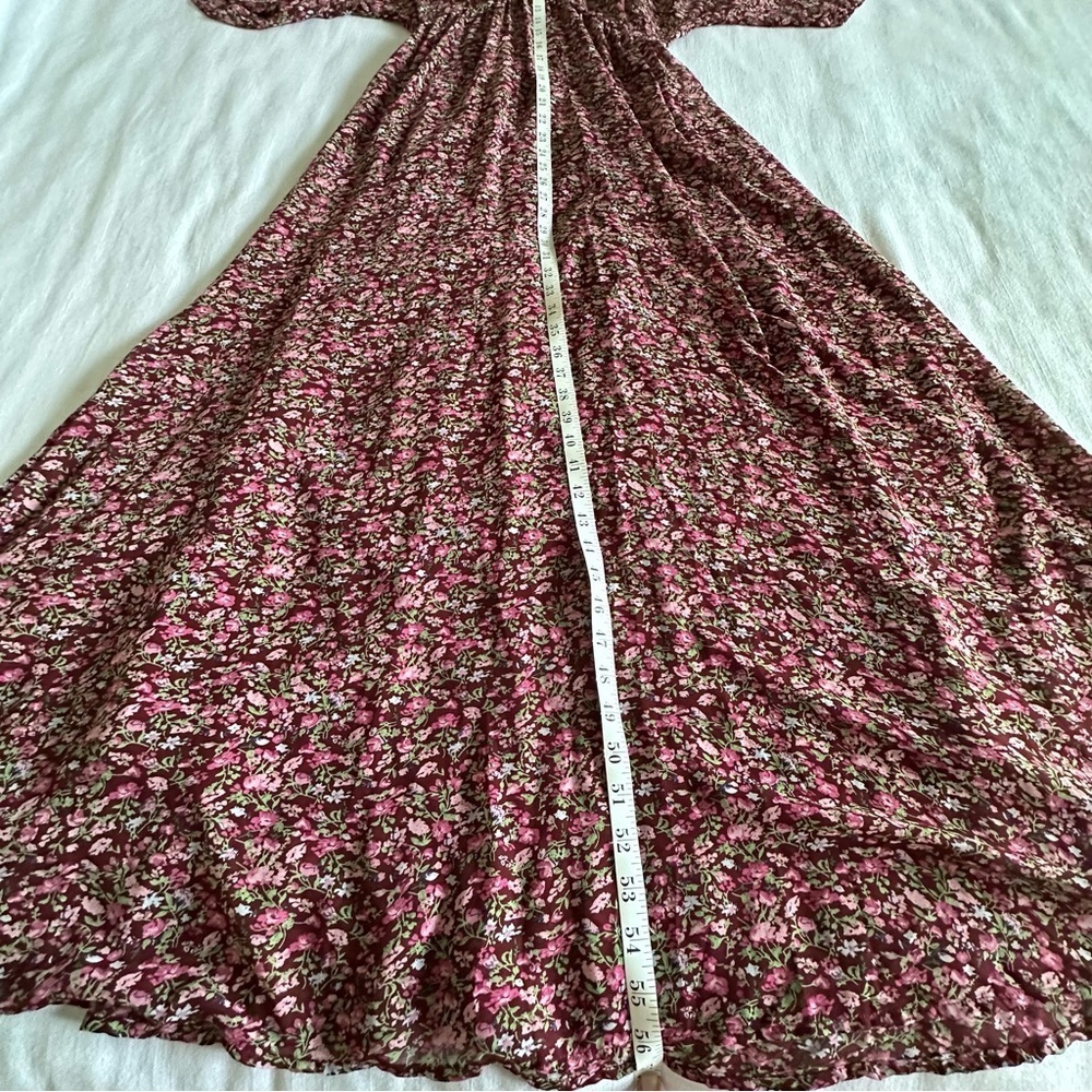 Entro Dress Womens S Floral Babydoll Maxi Boho V Neck Lined Short Sleeve Fairy - Picture 5 of 16